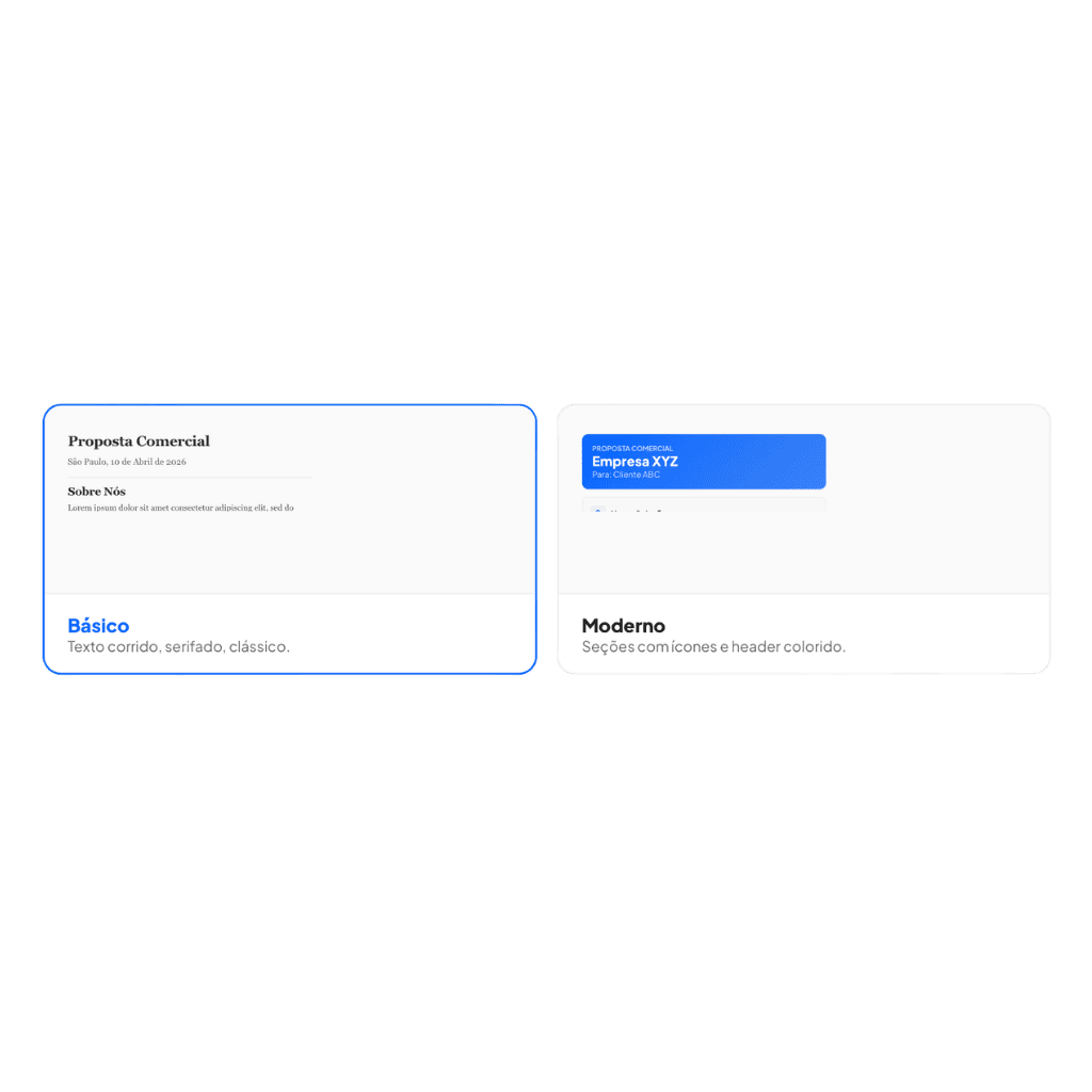 Templates adaptativos para propostas B2B, B2C e licitações governamentais
